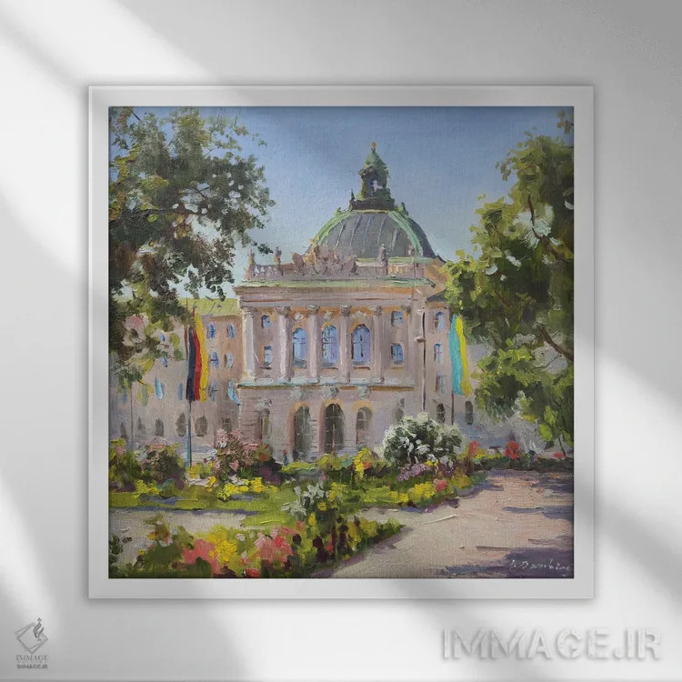 تابلو کاخ عدالت، مونیخ، آلمان اثر اوگنیا مکانوا - نمای قابدار سفید