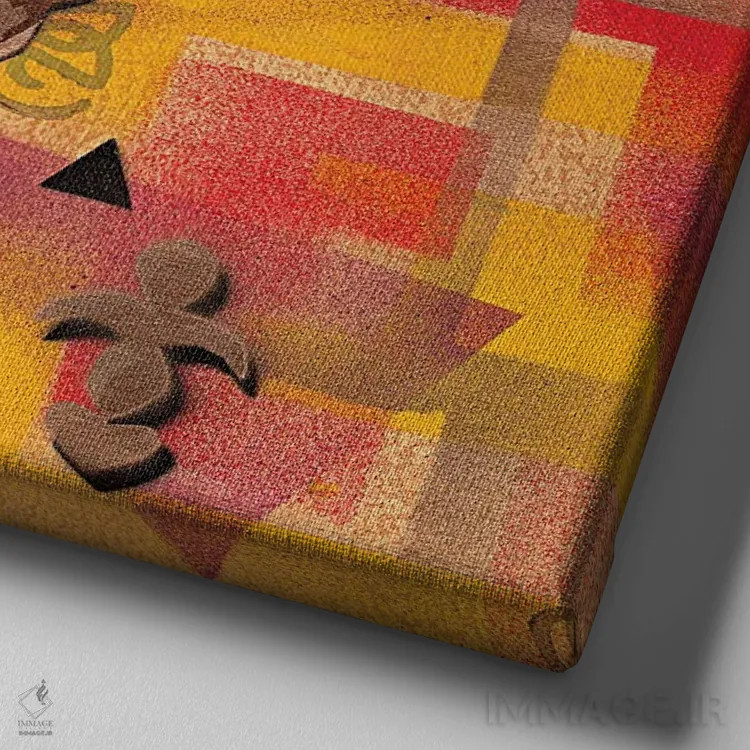 تابلو نقاب دان و نماد زن مهربان اثر اورِت اسپرویل - نمای نزدیک بافت بوم