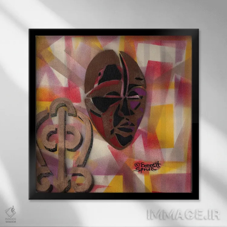 تابلو نقاب دان و قدرت عشق اثر اورِت اسپرویل - نمای قابدار مشکی