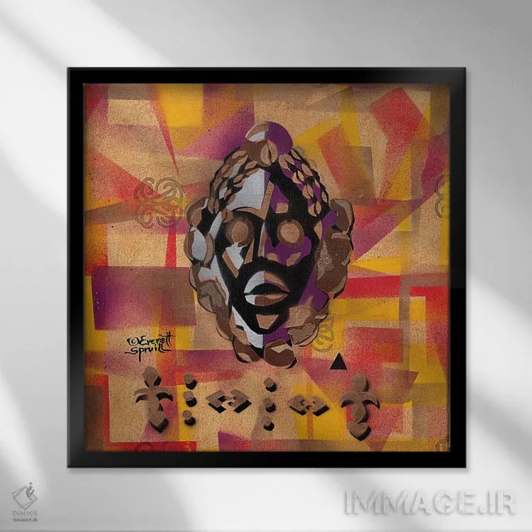 تابلو نقاب دان و نماد زن مهربان اثر اورِت اسپرویل - نمای قابدار مشکی