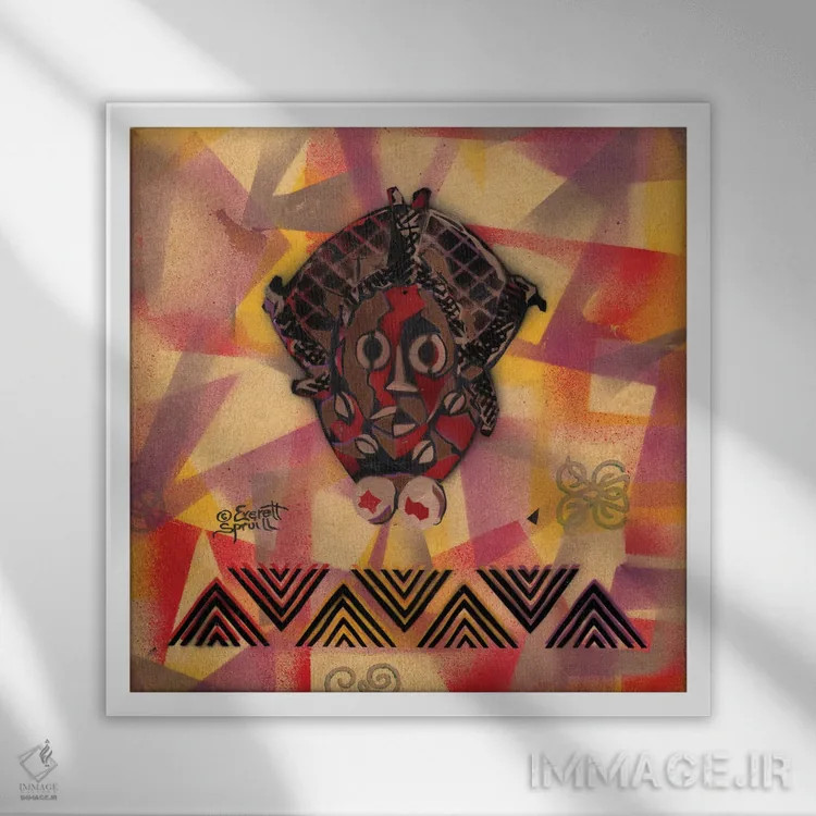 تابلو نقاب دان ساحل عاج اثر اورِت اسپرویل - نمای قابدار سفید