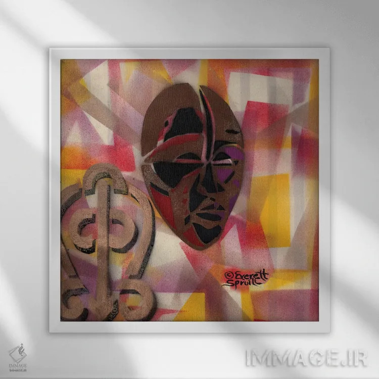 تابلو نقاب دان و قدرت عشق اثر اورِت اسپرویل - نمای قابدار سفید