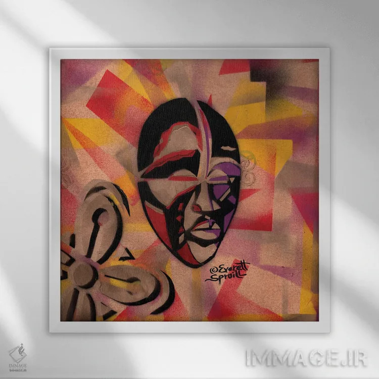 تابلو نقاب دان و پشتکار اثر اورِت اسپرویل - نمای قابدار سفید