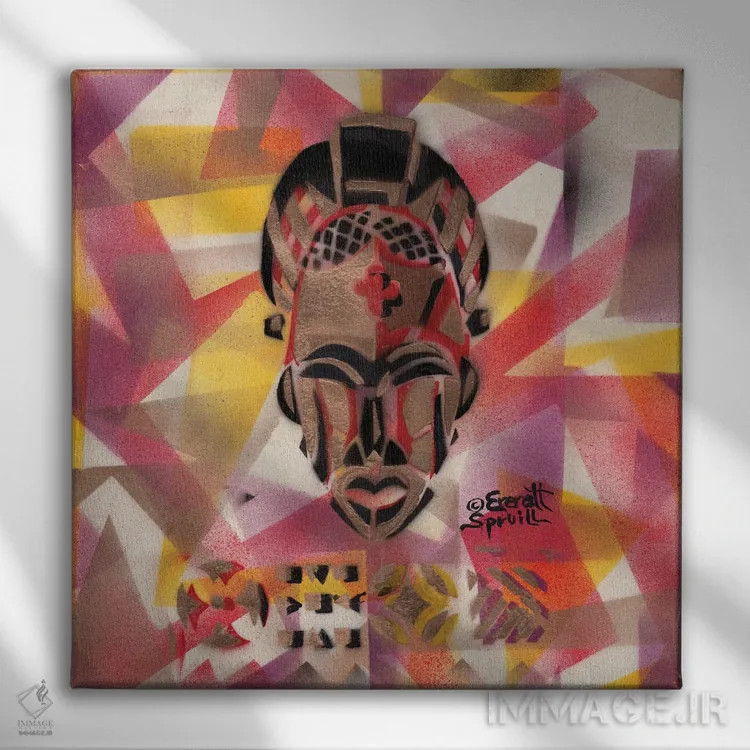 تابلو ماسک تیکار از کامرون اثر اورِت اسپرویل - نمای روبهرو روی دیوار