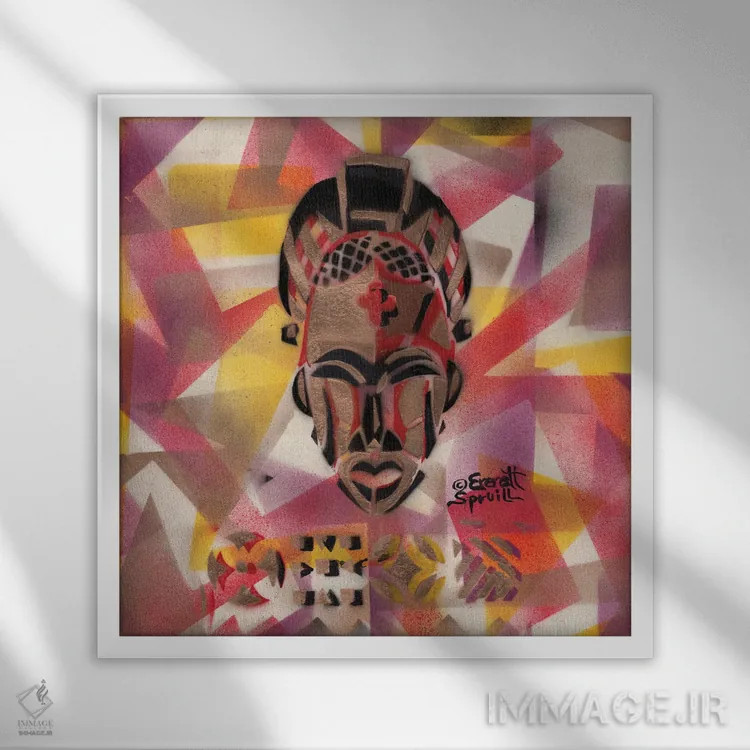 تابلو ماسک تیکار از کامرون اثر اورِت اسپرویل - نمای قابدار سفید