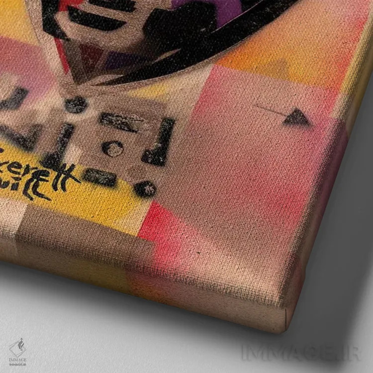 تابلو دو ماسک آفریقایی اثر اورِت اسپرویل - نمای نزدیک بافت بوم