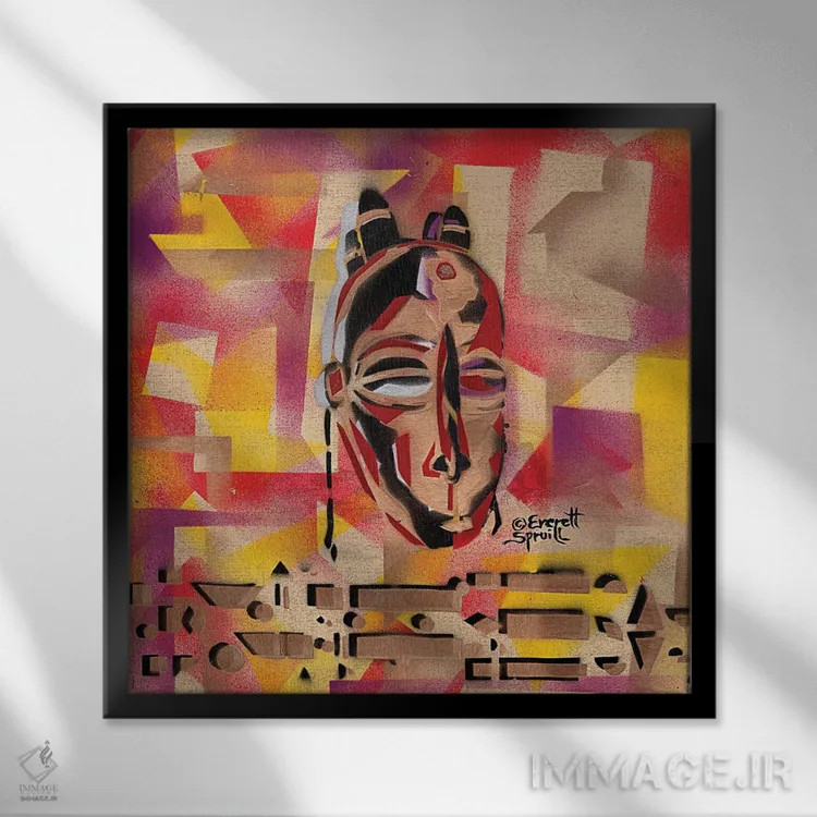 تابلو ماسک فنگ اثر اورِت اسپرویل - نمای قابدار مشکی