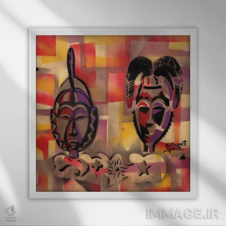 تابلو دو ماسک اثر اورِت اسپرویل - نمای قابدار سفید