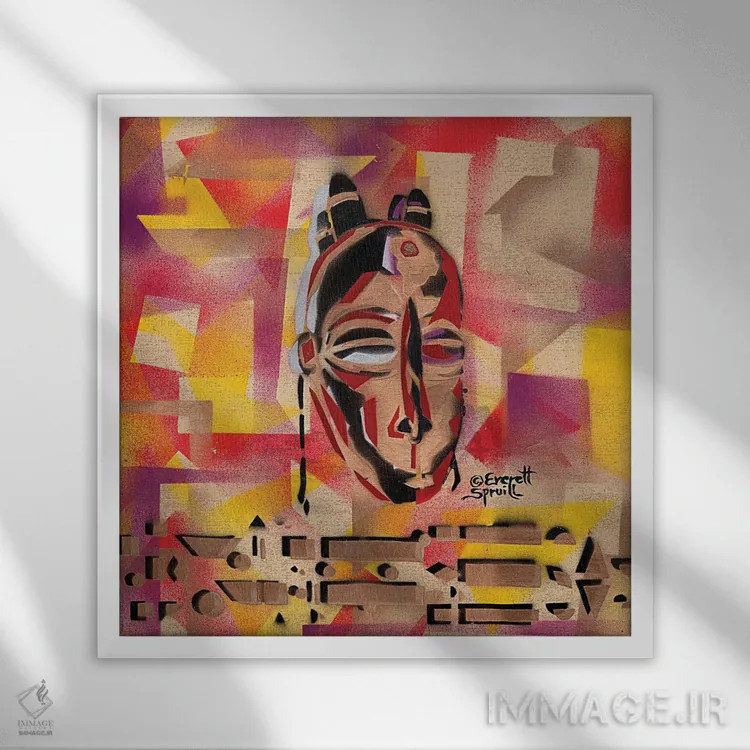 تابلو ماسک فنگ اثر اورِت اسپرویل - نمای قابدار سفید