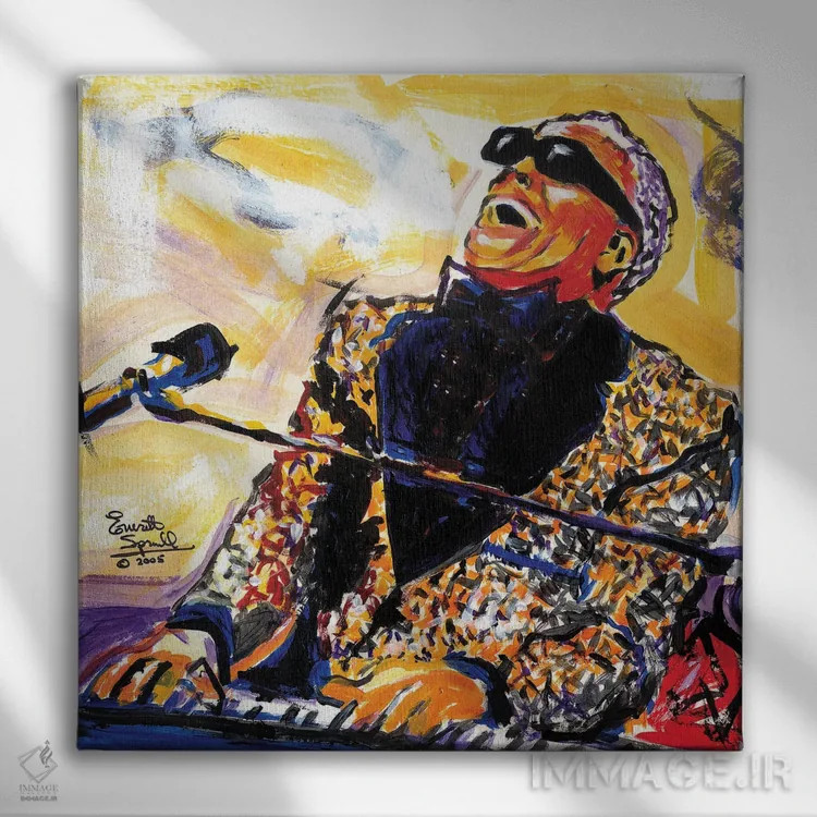 تابلو ری چارلز اثر اورِت اسپرویل - نمای روبهرو روی دیوار