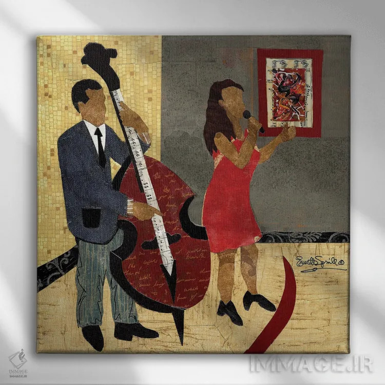 تابلو دوئت جاز اشتاینوی (پیانو) اثر اورِت اسپرویل - نمای روبهرو روی دیوار