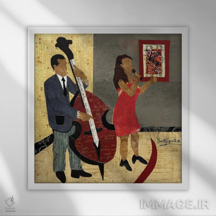 تابلو دوئت جاز اشتاینوی (پیانو) اثر اورِت اسپرویل - نمای قابدار سفید