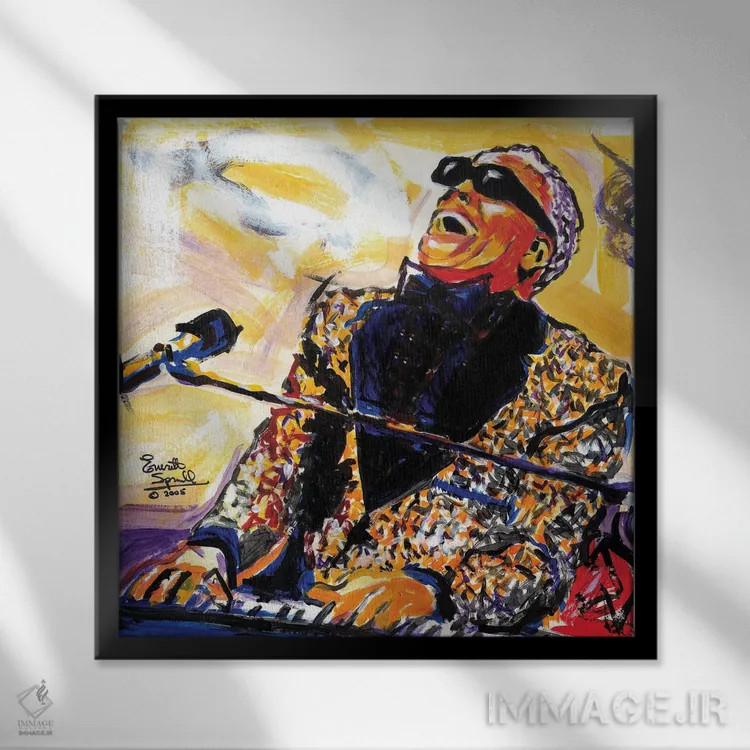 تابلو ری چارلز اثر اورِت اسپرویل - نمای قابدار مشکی