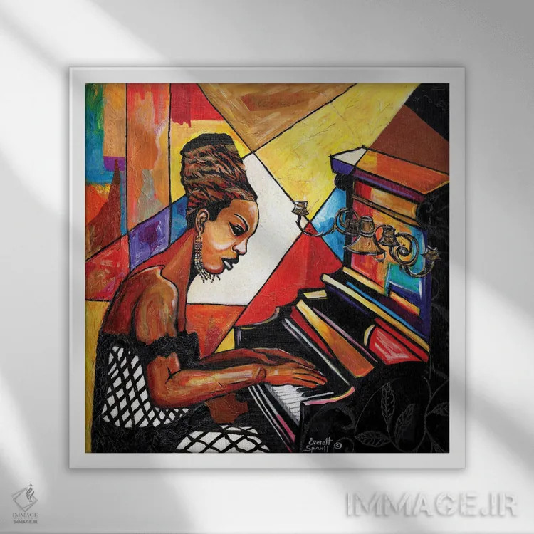 تابلو نینا سیمون اثر اورِت اسپرویل - نمای قابدار سفید