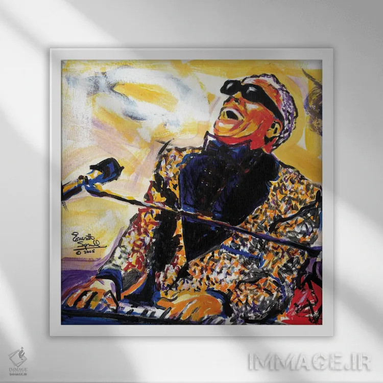 تابلو ری چارلز اثر اورِت اسپرویل - نمای قابدار سفید