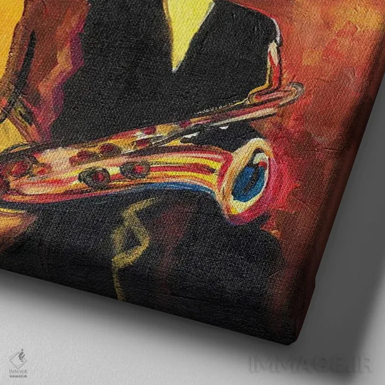 تابلو تولد خُنکی (یادآور سبک "Birth of the Cool") اثر اورِت اسپرویل - نمای نزدیک بافت بوم