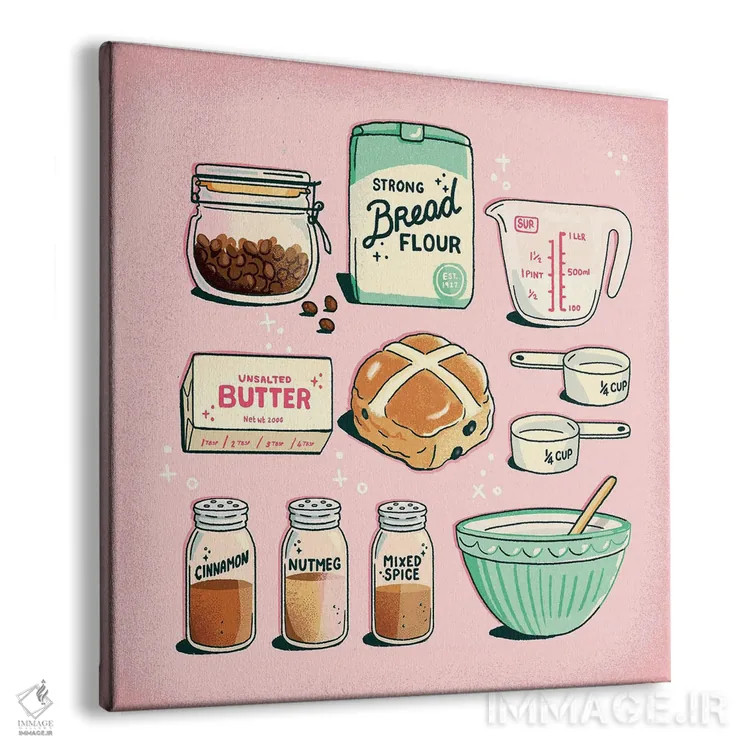 تابلو نان داغ صلیبدار (نان سنتی) اثر ایو اندرسون - نمای پرسپکتیو محصول