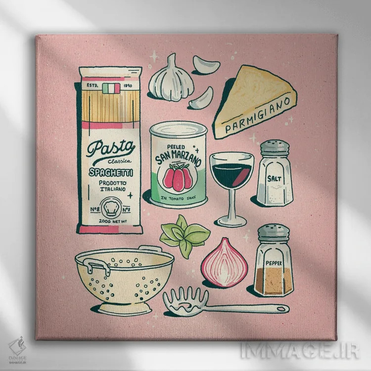 تابلو پاستا اثر ایو اندرسون - نمای روبهرو روی دیوار