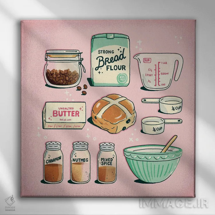 تابلو نان داغ صلیبدار (نان سنتی) اثر ایو اندرسون - نمای روبهرو روی دیوار