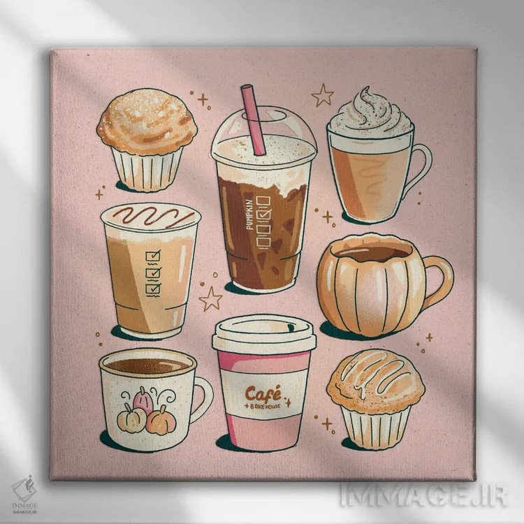 تابلو نوشیدنیهای پاییزی اثر ایو اندرسون - نمای روبهرو روی دیوار