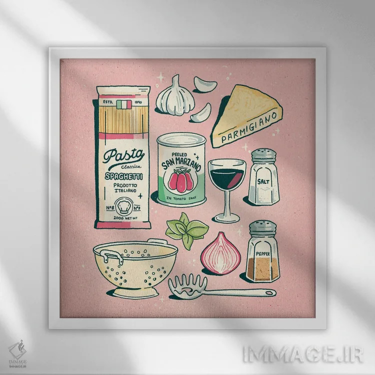 تابلو پاستا اثر ایو اندرسون - نمای قابدار سفید