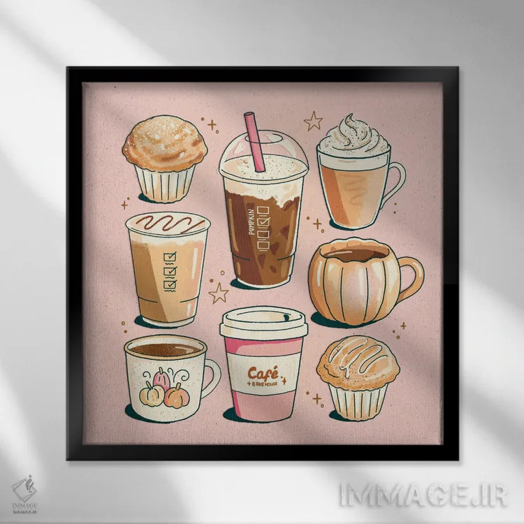 تابلو نوشیدنیهای پاییزی اثر ایو اندرسون - نمای قابدار مشکی