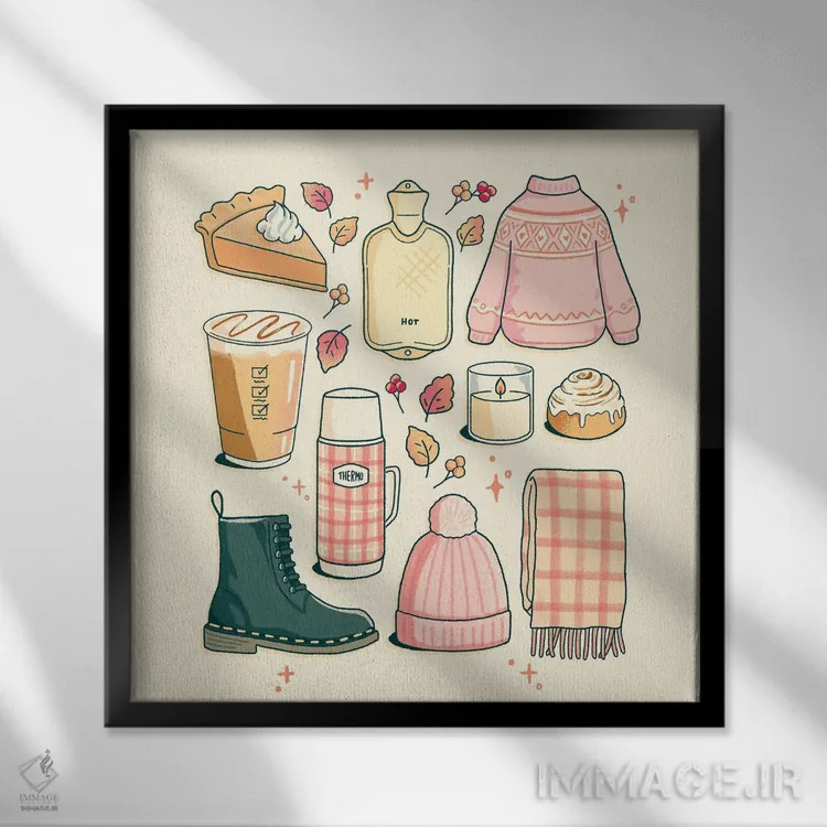 تابلو ملزومات پاییز اثر ایو اندرسون - نمای قابدار مشکی