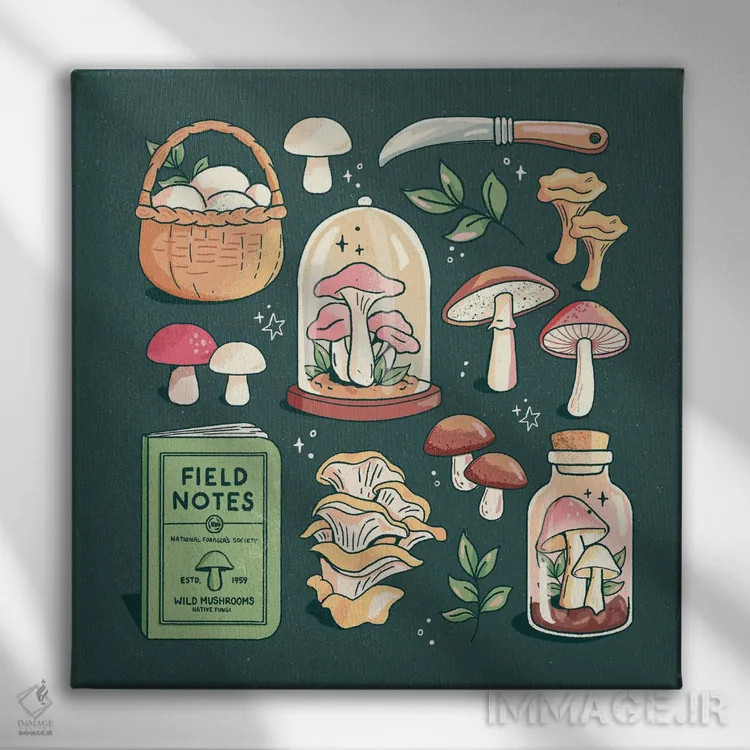 تابلو قارچها اثر ایو اندرسون - نمای روبهرو روی دیوار