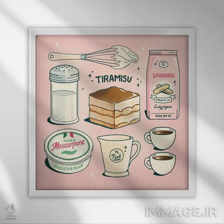 تابلو تیرامیسو اثر ایو اندرسون - نمای قابدار سفید