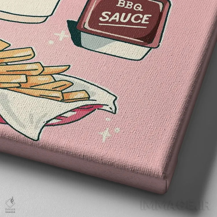 تابلو غذاخوری کنار جاده اثر ایو اندرسون - نمای نزدیک بافت بوم