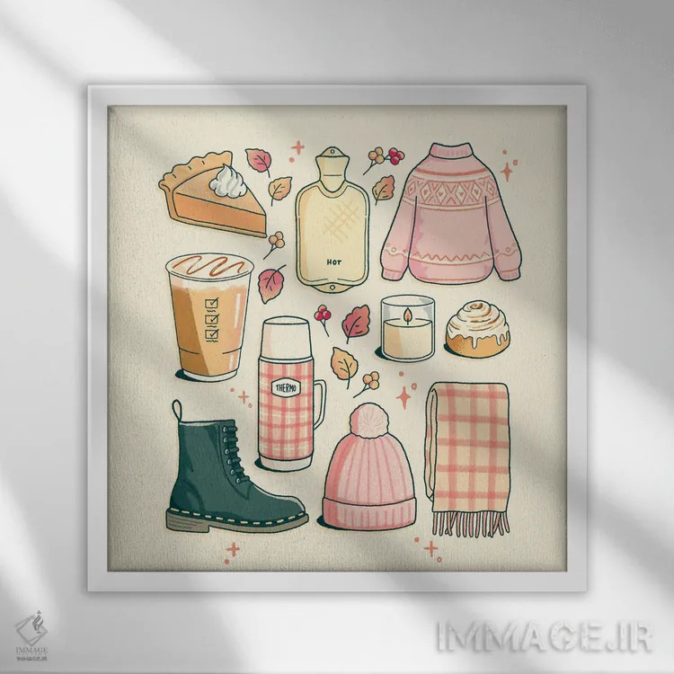 تابلو ملزومات پاییز اثر ایو اندرسون - نمای قابدار سفید