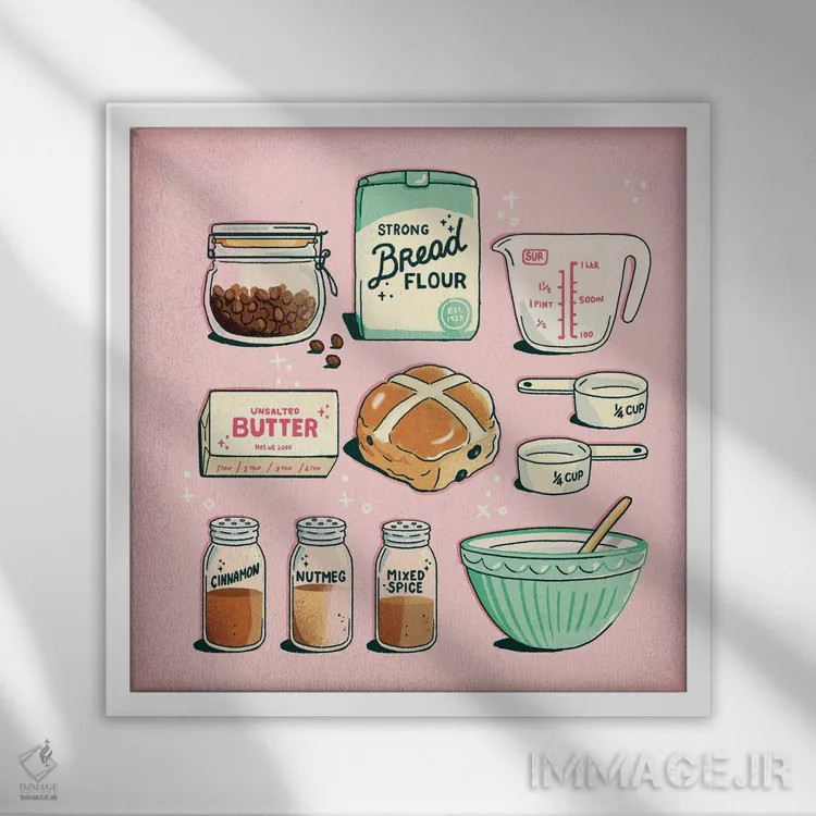 تابلو نان داغ صلیبدار (نان سنتی) اثر ایو اندرسون - نمای قابدار سفید