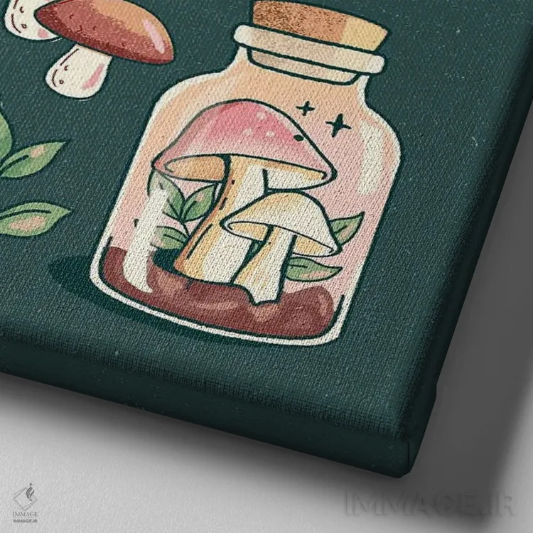 تابلو قارچها اثر ایو اندرسون - نمای نزدیک بافت بوم