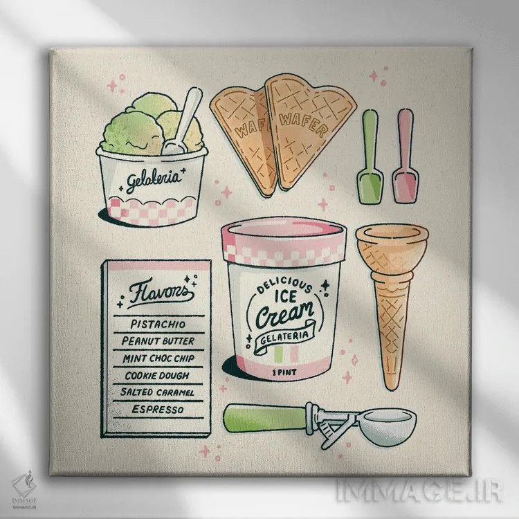 تابلو بستنی اثر ایو اندرسون - نمای روبهرو روی دیوار