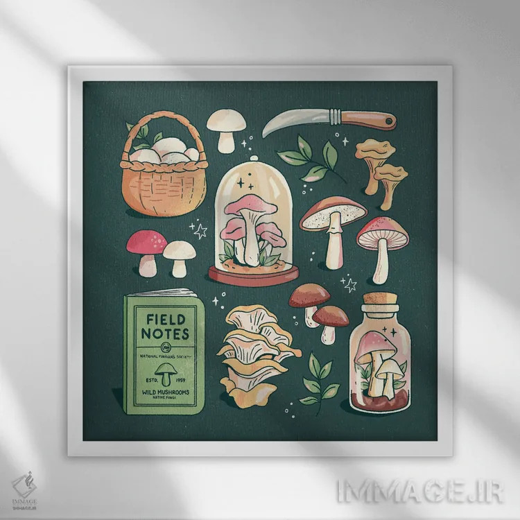 تابلو قارچها اثر ایو اندرسون - نمای قابدار سفید