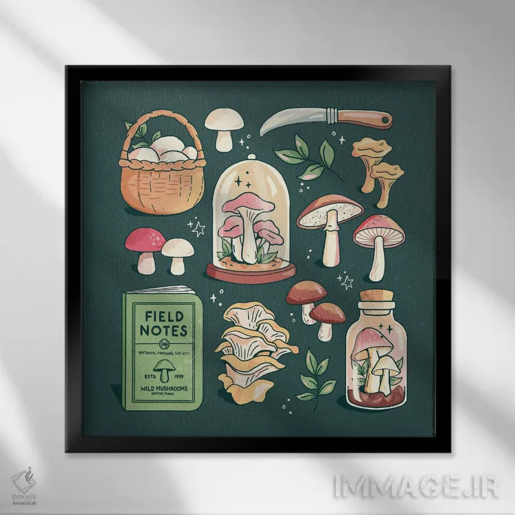 تابلو قارچها اثر ایو اندرسون - نمای قابدار مشکی