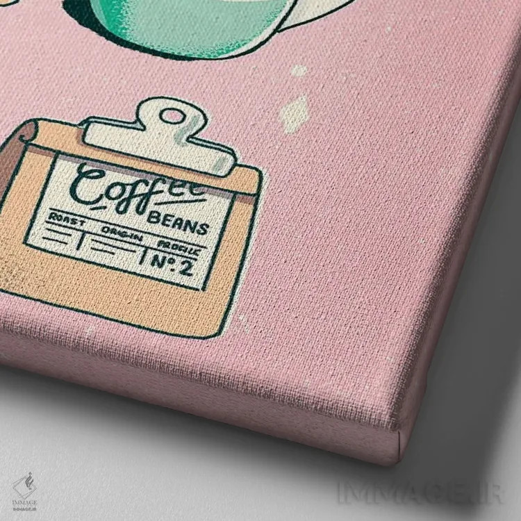 تابلو قهوه اثر ایو اندرسون - نمای نزدیک بافت بوم