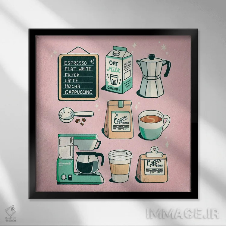 تابلو قهوه اثر ایو اندرسون - نمای قابدار مشکی