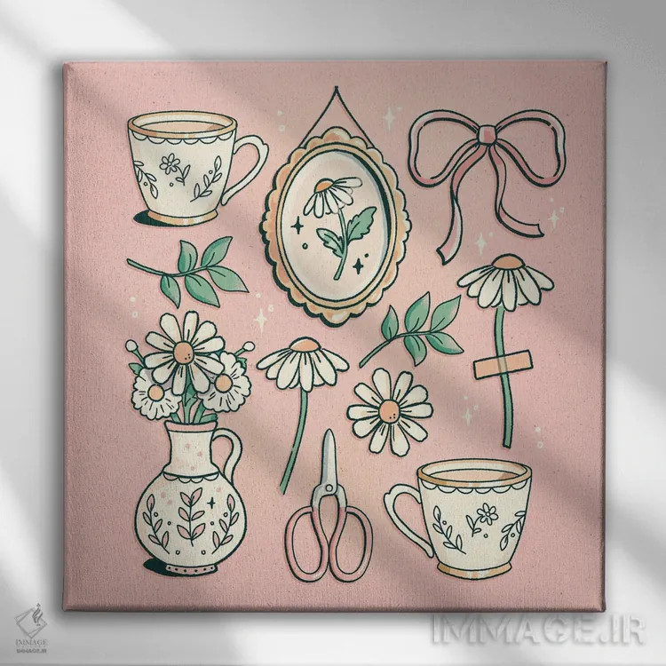 تابلو مروارید (گل) اثر ایو اندرسون - نمای روبهرو روی دیوار