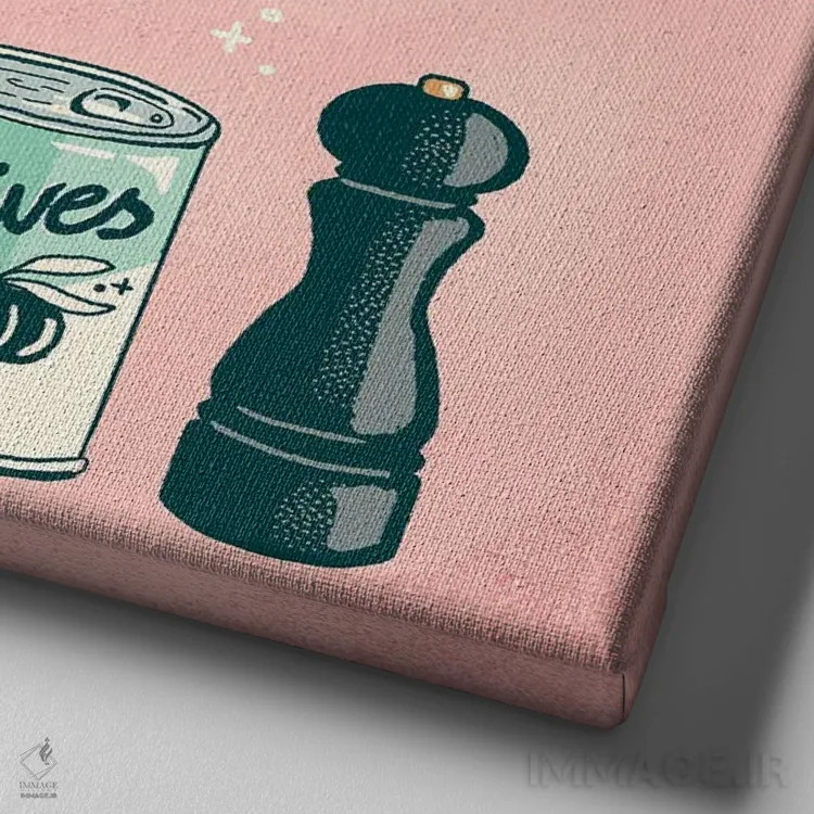 تابلو پیتزا اثر ایو اندرسون - نمای نزدیک بافت بوم