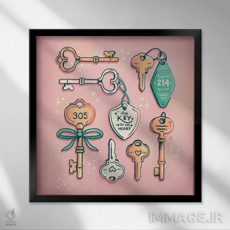 تابلو کلید قلب من اثر ایو اندرسون - نمای قابدار مشکی