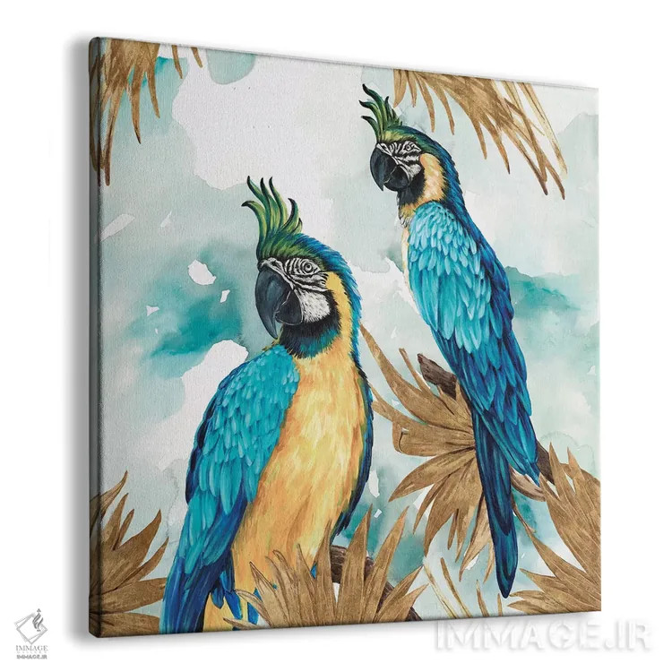 تابلو طوطیهای طلایی اثر اوا واتس - نمای پرسپکتیو محصول