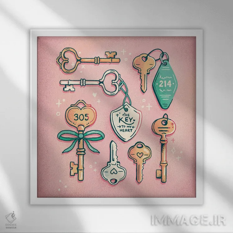 تابلو کلید قلب من اثر ایو اندرسون - نمای قابدار سفید