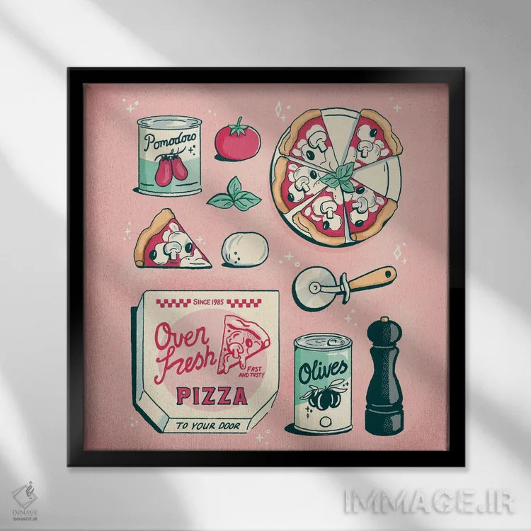 تابلو پیتزا اثر ایو اندرسون - نمای قابدار مشکی