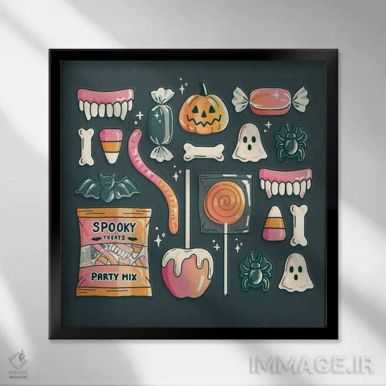 تابلو آبنبات هالووینی اثر ایو اندرسون - نمای قابدار مشکی