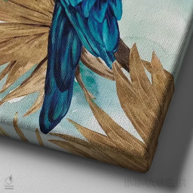 تابلو طوطیهای طلایی اثر اوا واتس - نمای نزدیک بافت بوم