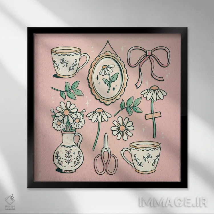 تابلو مروارید (گل) اثر ایو اندرسون - نمای قابدار مشکی