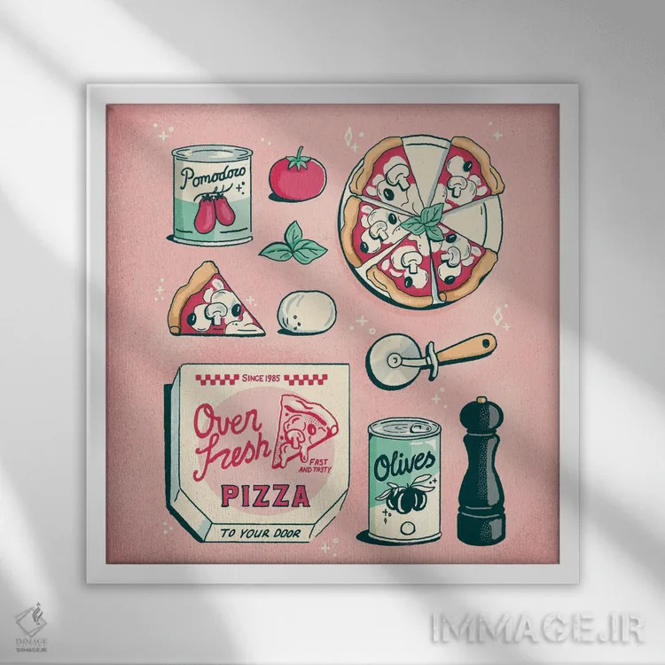 تابلو پیتزا اثر ایو اندرسون - نمای قابدار سفید