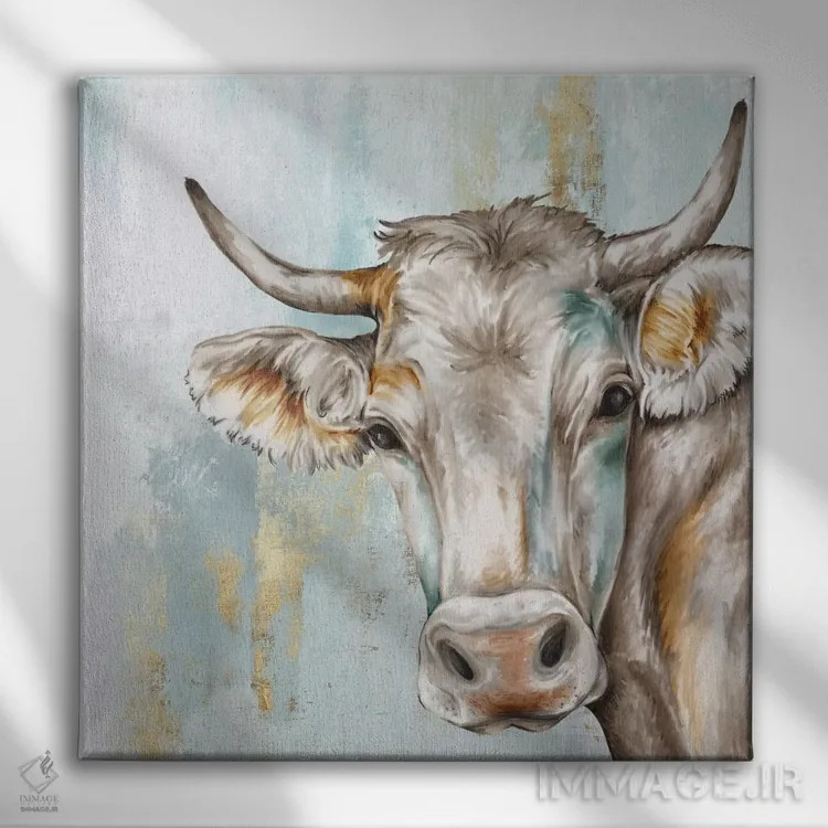 تابلو گاو کلهشق اثر اوا واتس - نمای روبهرو روی دیوار