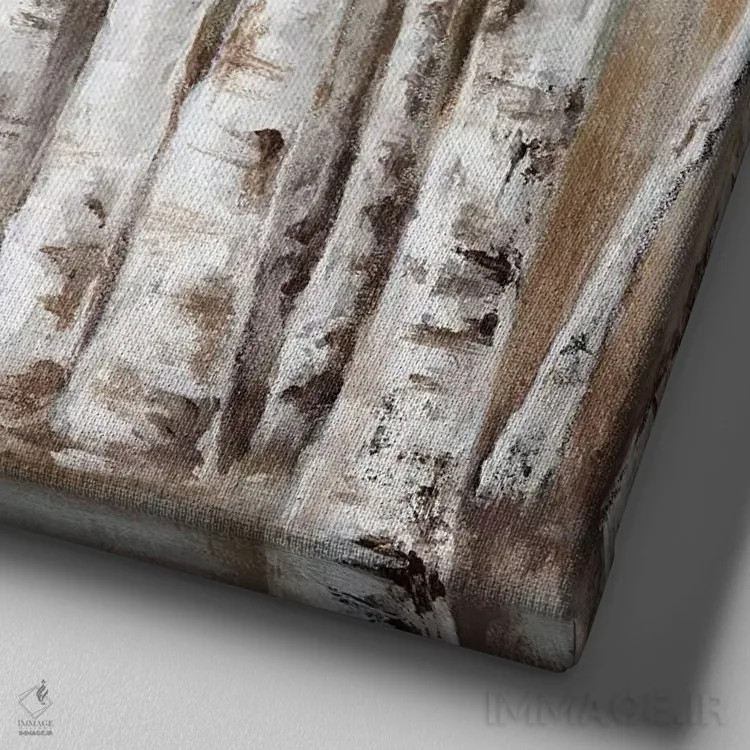 تابلو جنگل توس در غروب III اثر اوا واتس - نمای نزدیک بافت بوم